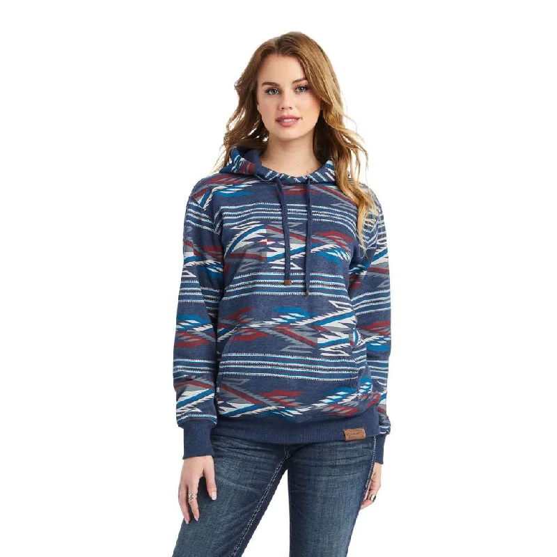 Ariat Ladies All Over Print Chimayo Hoodie New Mexico Navy Hoodie with High Neck Warm Protective