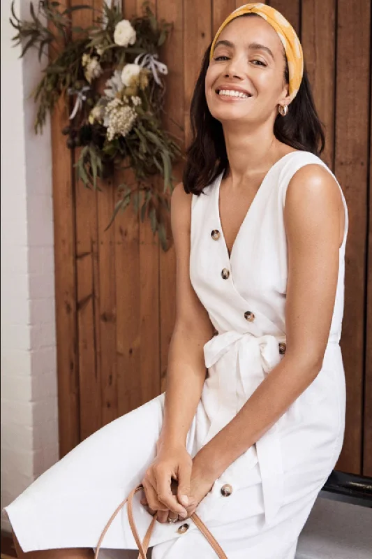 sleeveless summer linen dress with v neck 4334 Tunics Practical durable