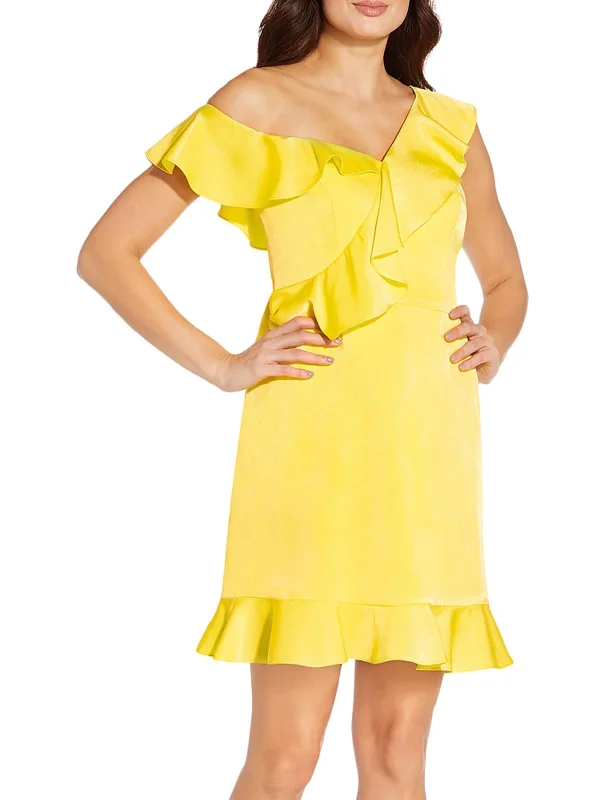 Womens Satin Mini Cocktail and Party Dress empire Waist empire
