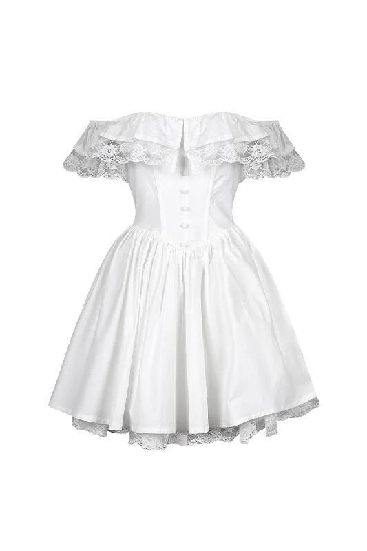 Minami Poplin Off Shoulder Mini Dress Comfortable Linen Mini Dress