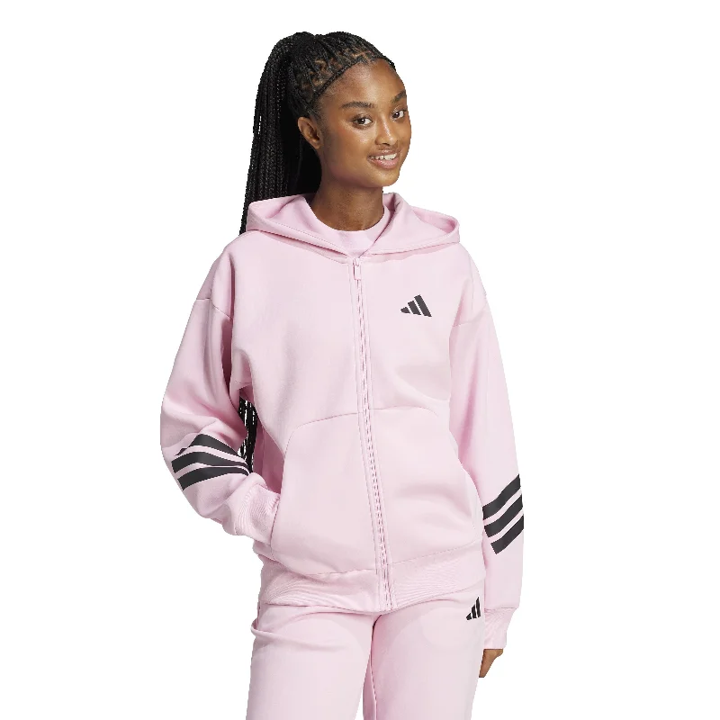 adidas Future Icons 3-Stripes Full-Zip Womens Hoodie Hoodie with Hem Contrast Bold Stylish