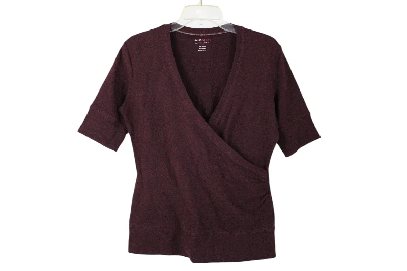 NY&C Sport Burgundy Stretch Sweatshirt Top | S Hoodie with Sequins Glamorous Eye-catching