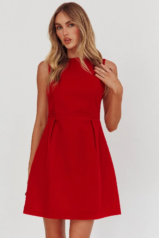 Unrequited Bow Back Mini Dress Red/Pink Trendy Mesh Mini Dress