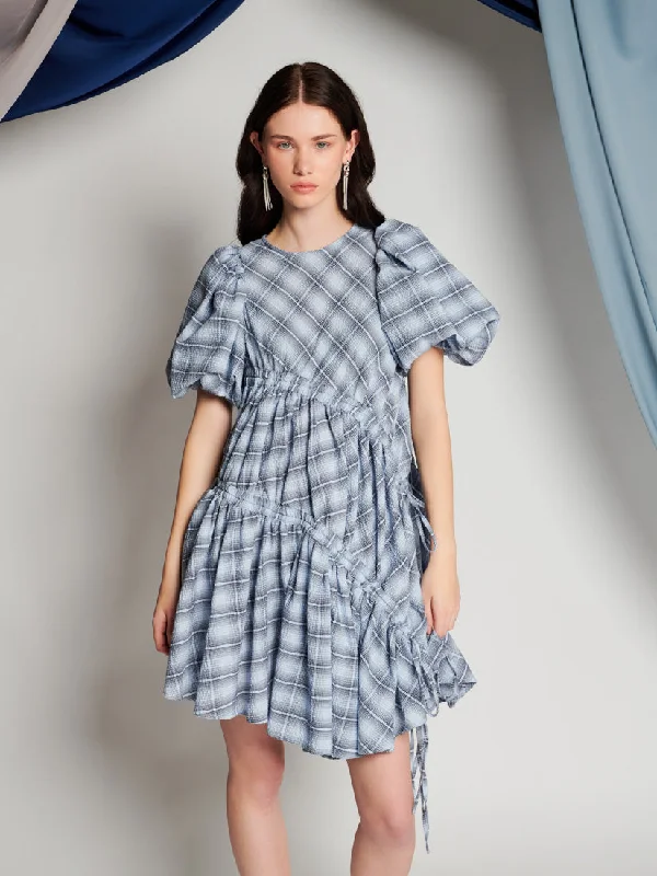 Caitlin Check Mini Dress Trendy Mini Dress with Belt