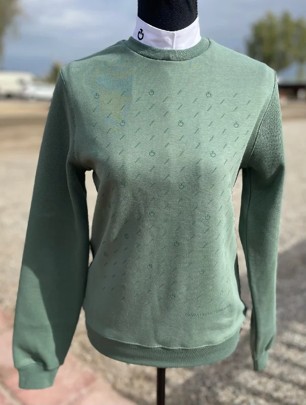 Cavalleria Toscana CT Dash Cotton Pique Crew Neck Sweatshirt Hoodie with Patch Decorative Personalized