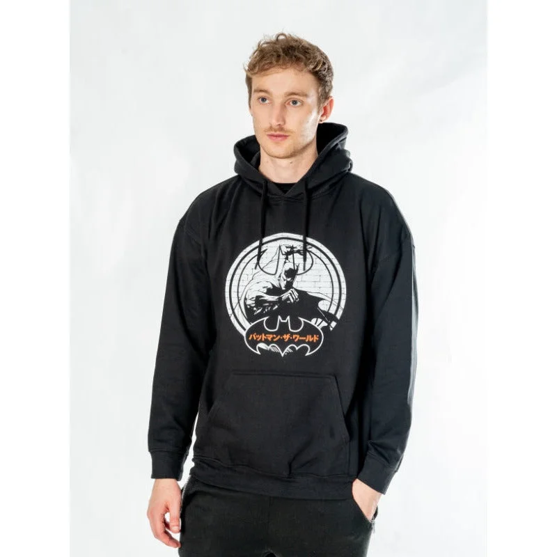 Batman Black Adult Anime Wall Hoodie DC Hoodie with Hem Elastic Stretchable Comfortable