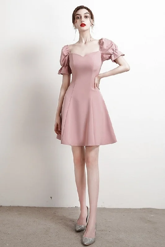 Soft Vintage Short Homecoming Dress Simple Style Party Dress K0925 Crew Neckline Sporty