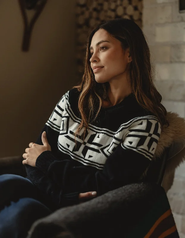 Fair Isle Surplice Hoodie in Black/White Hoodie with Lace Feminine Delicate