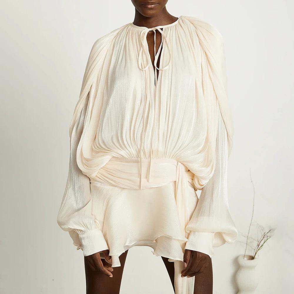 BouBaby Pleated Ruffled Mini Dress Elegant Mini Dress with Ruffles