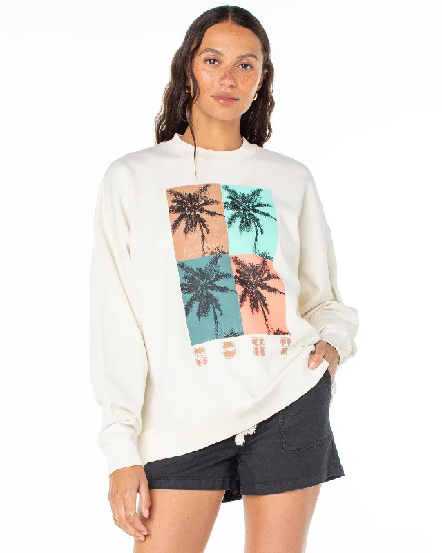 Lineup Oversized Crew Neck Sweatshirt - Snow White Hoodie with Raw Hem Edgy Unfinished