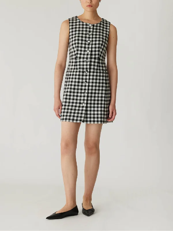 Phillipa Check Button Front Mini Dress Comfortable Wrap Mini Dress