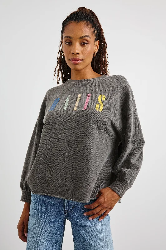 RAILS SIGNATURE SWEATSHIRT - VINTAGE BLACK Hoodie with Turtle Neck Cozy Winter