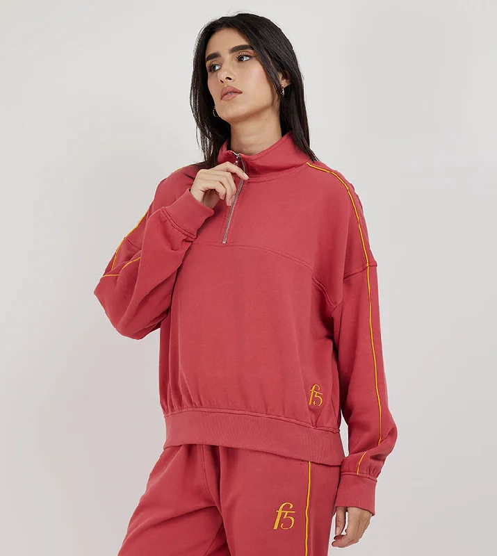 F5 HALFZIP SWEATSHIRT Hoodie with Hem Raw Edge Edgy Unfinished