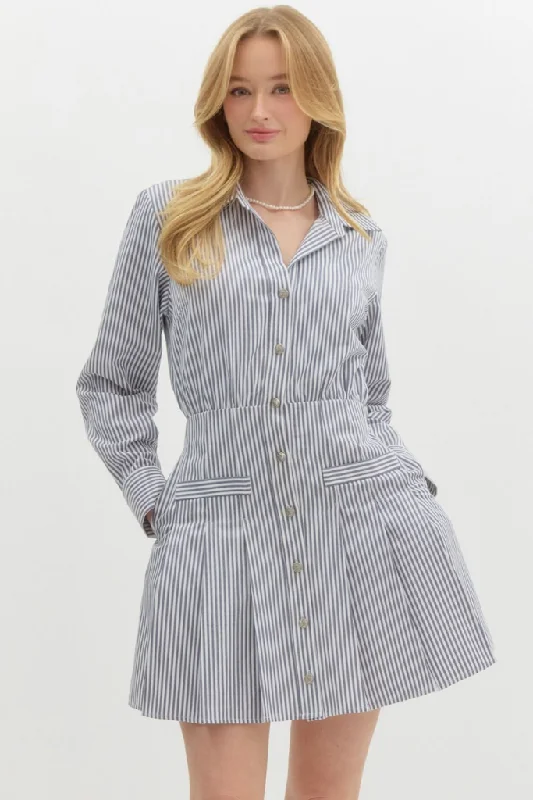 Sloane Striped Mini Dress Classic Black Mini Dress