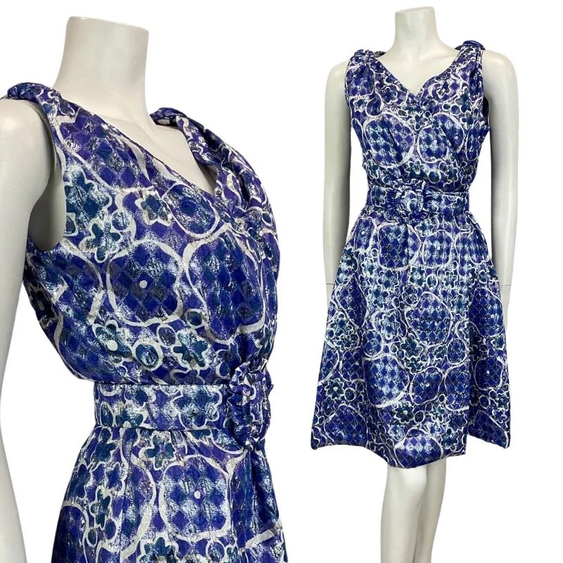 VINTAGE 60s 70s BLUE SILVER WHITE MOD MINI PARTY CHRISTMAS EVENING DRESS 10 Tunics Stylish elegant VINTAGE 60s 70s BLUE SILVER WHITE MOD MINI PARTY CHRISTMAS EVENING DRESS 10 Tunics Stylish elegant