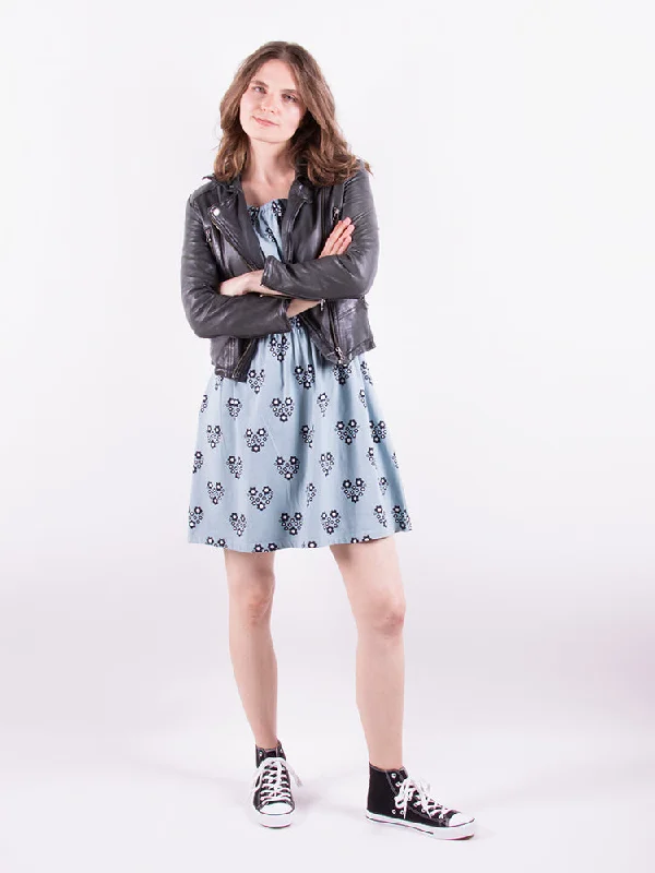 Juliet Mini Dress - Retro Slate Comfortable Ruffle Mini Dress