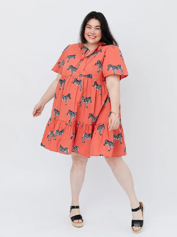 Adelaide Tiered Plus Size Mini Dress - Zebra Bright Berry Elegant Velvet Mini Dress