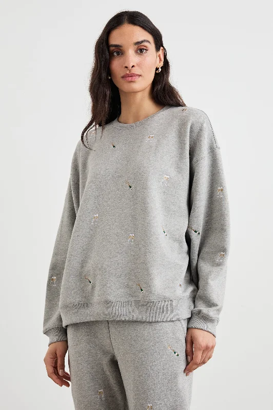 THE VARSITY SWEATSHIRT - CHAMPAGNE EMBROIDERY Hoodie with Monochrome Minimalist Simple