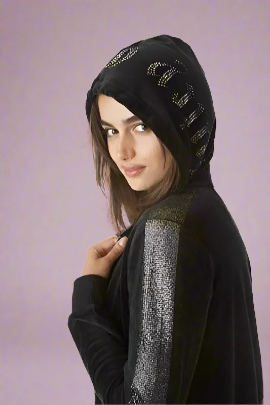 Juicy Couture Anniversary Long Sleeved Velour Hoodie Hoodie with Thumb Holes Functional Cozy