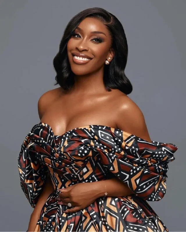 Stylish Brown Multi African Ankara Print Plus Size Party Dress: Includes Complimentary Headwrap and Nose Mask Tunics Favorite customer Stylish Brown Multi African Ankara Print Plus Size Party Dress: Includes Complimentary Headwrap and Nose Mask Tunics Favorite customer