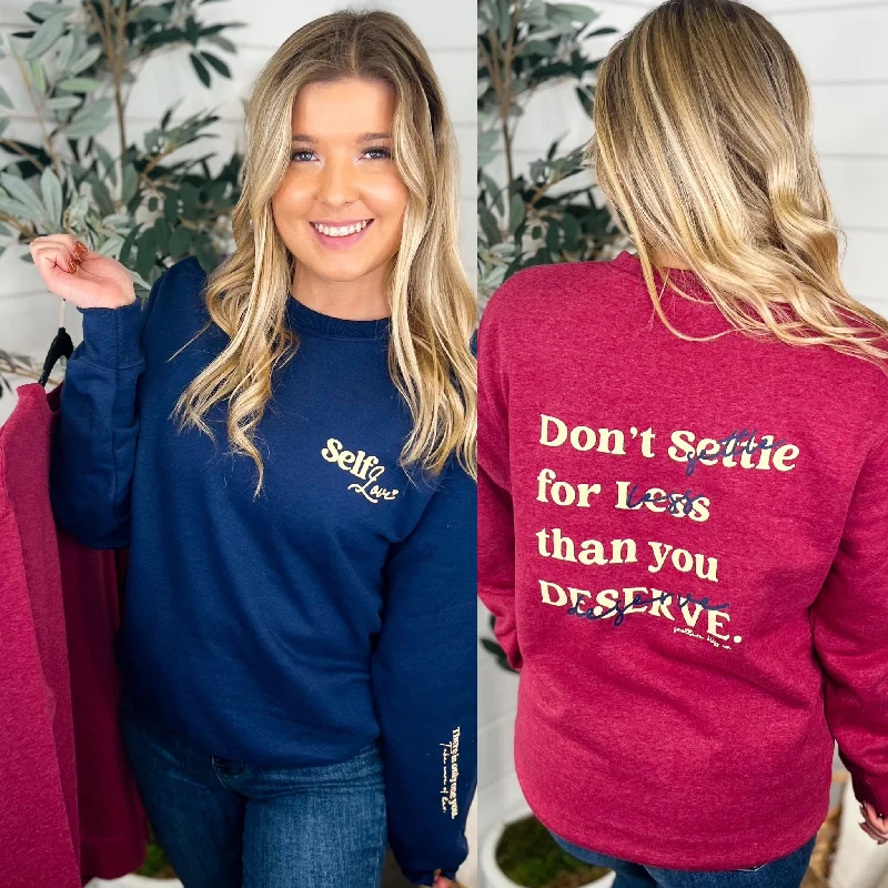 Self Care Cotton Blend Long Sleeve Avery Mae Graphic Crewneck Sweatshirt - 3 colors! Hoodie with Pocket Utility Practical
