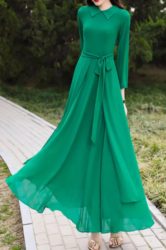 Swing green summer chiffon beach dress 5099 Tunics Stylish elegant