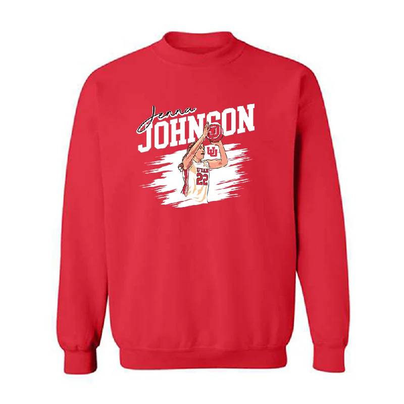 Utah - NCAA Women's Basketball : Jenna Johnson Illustration Crewneck Sweatshirt Hoodie with Ribbed Cuffs Snug Fit Comfort