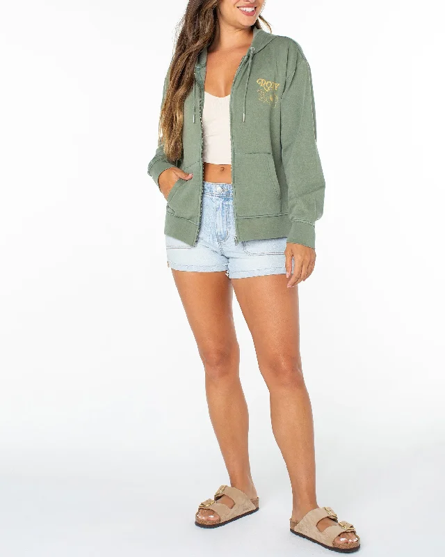 Sweet Rhythm Zip Up Hoodie - Agave Green Hoodie with Typography Text Message
