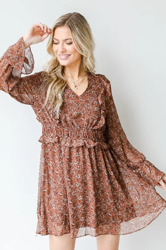 Beyond Lovely Floral Mini Dress Modern Satin Mini Dress