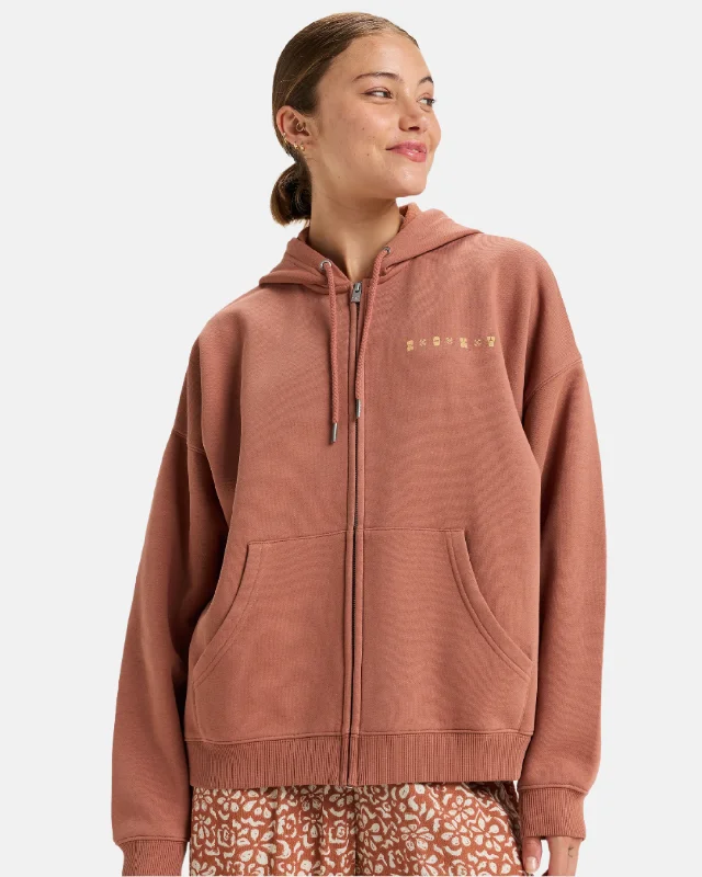 Lineup Oversized Full Zip Hoodie - Russet Hoodie with Hidden Zipper Minimalist Clean