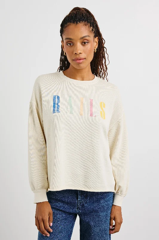 RAILS SIGNATURE SWEATSHIRT - IVORY Hoodie with Button Placket Classic Preppy
