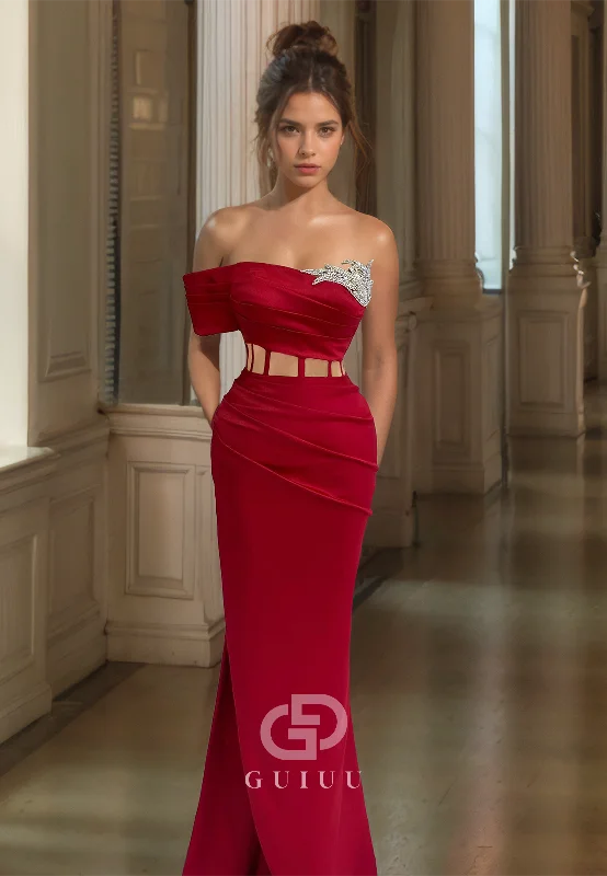 Red Sleeveless One Shoulder Prom Dress with Beads Illusion Corset Evening Party Dress Glittery Long Formal Red Sleeveless One Shoulder Prom Dress with Beads Illusion Corset Evening Party Dress Glittery Long Formal