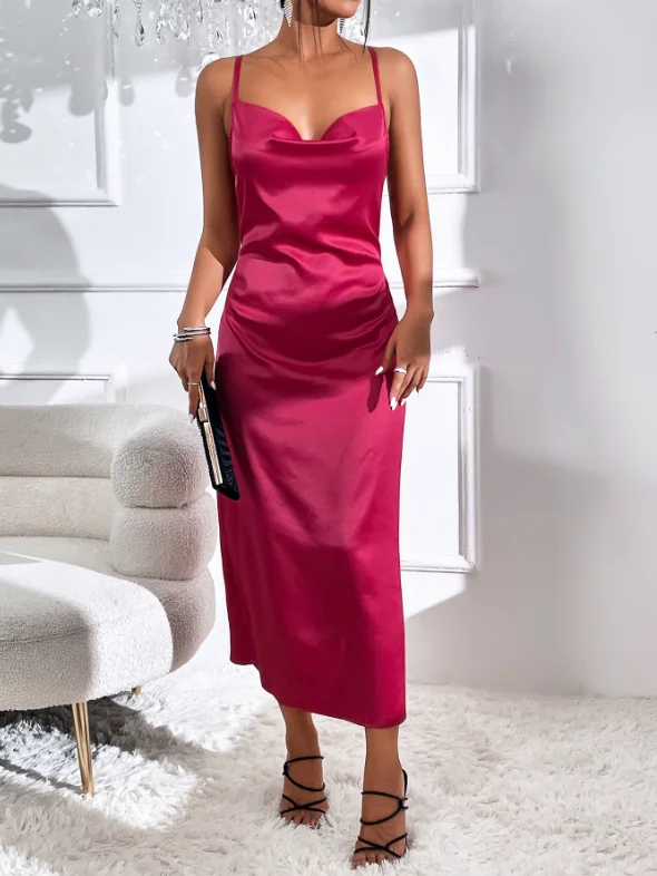 party sexy low-cut satin suspender dress Tunics Practical easy-care