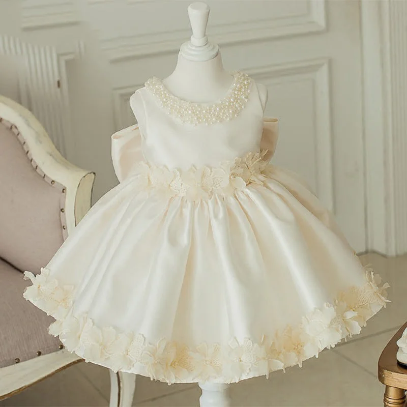 Baby Girl Baptism Dress Girl Sleeveless Beaded Floral Princess Party Formal Dress Tunics Canvas sturdy Baby Girl Baptism Dress Girl Sleeveless Beaded Floral Princess Party Formal Dress Tunics Canvas sturdy