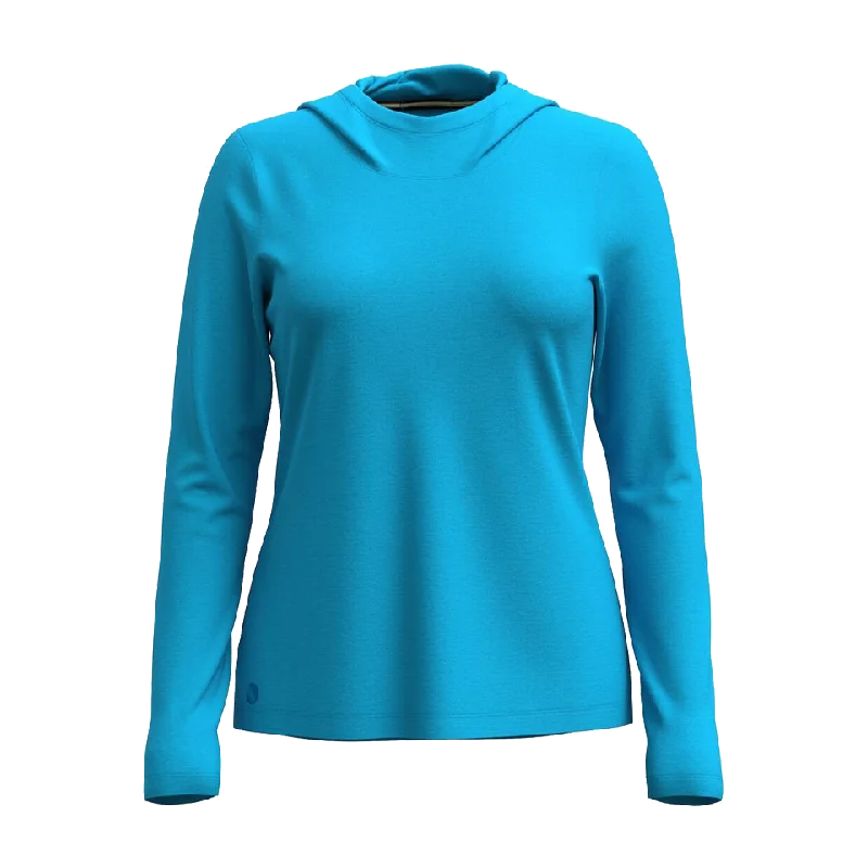 Smartwool Women's Active Ultralite Hoodie Pool Blue Hoodie with Hem Lace Feminine Delicate