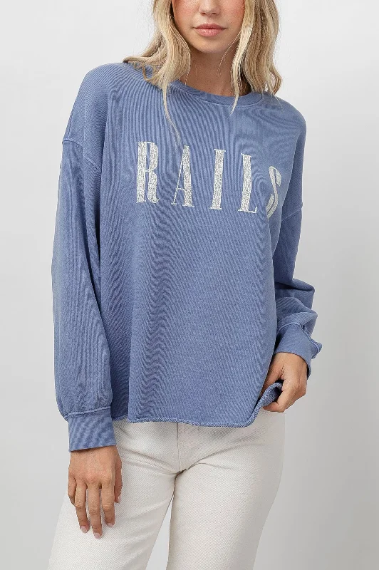 RAILS SIGNATURE SWEATSHIRT - WASHED INDIGO RAILS Hoodie with V-Neck Classic Versatile