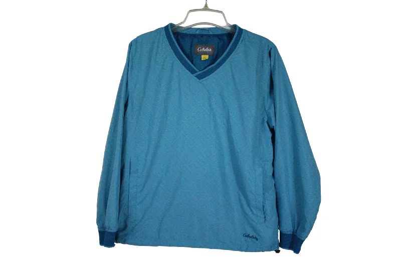 Cabela's Blue Windbreaker Sweatshirt | M Hoodie with Zipper Placket Modern Functional