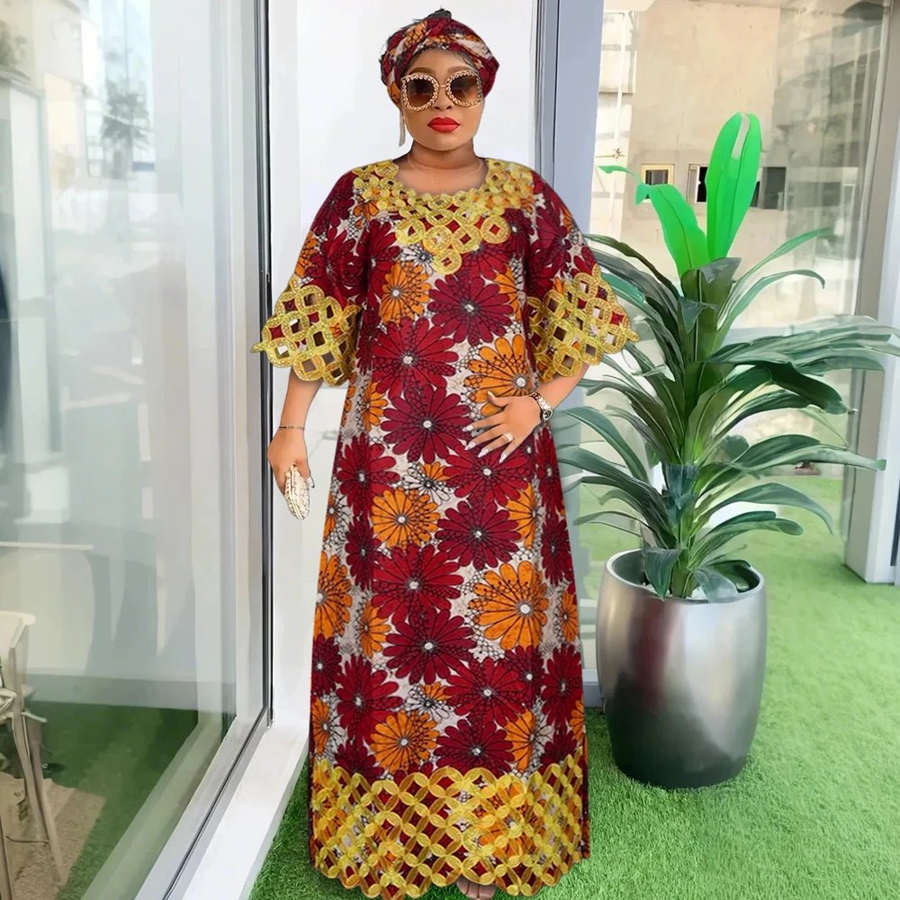 Plus Size African Dresses for Women: Dashiki, Ankara, Bazin Riche Wax Designs & Wedding Party Dresses with Headscarf Pencil Length Work