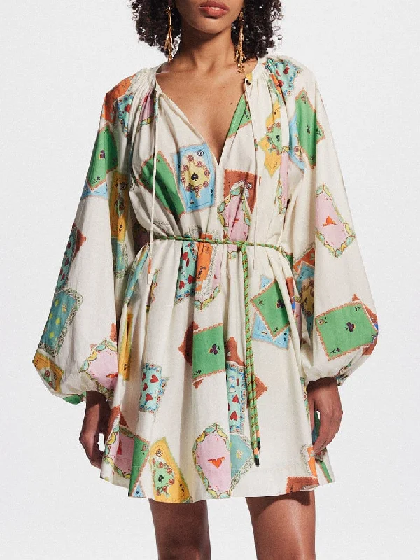 Unique Art Print Bubble Graceful Long Sleeve Versatile Mini Dress Elegant Mini Dress with Pleats Unique Art Print Bubble Graceful Long Sleeve Versatile Mini Dress Elegant Mini Dress with Pleats