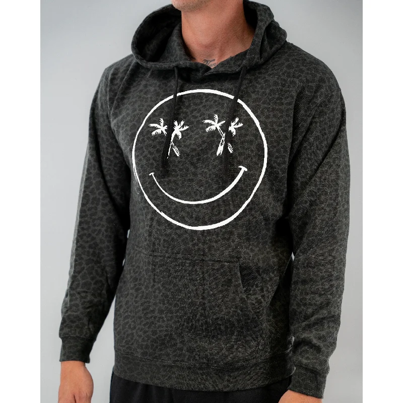 Salty Savage Unisex "Palm Smile" Lounge Hoodie | Black Leopard Hooded Sweatshirt Casual Wear Street Style