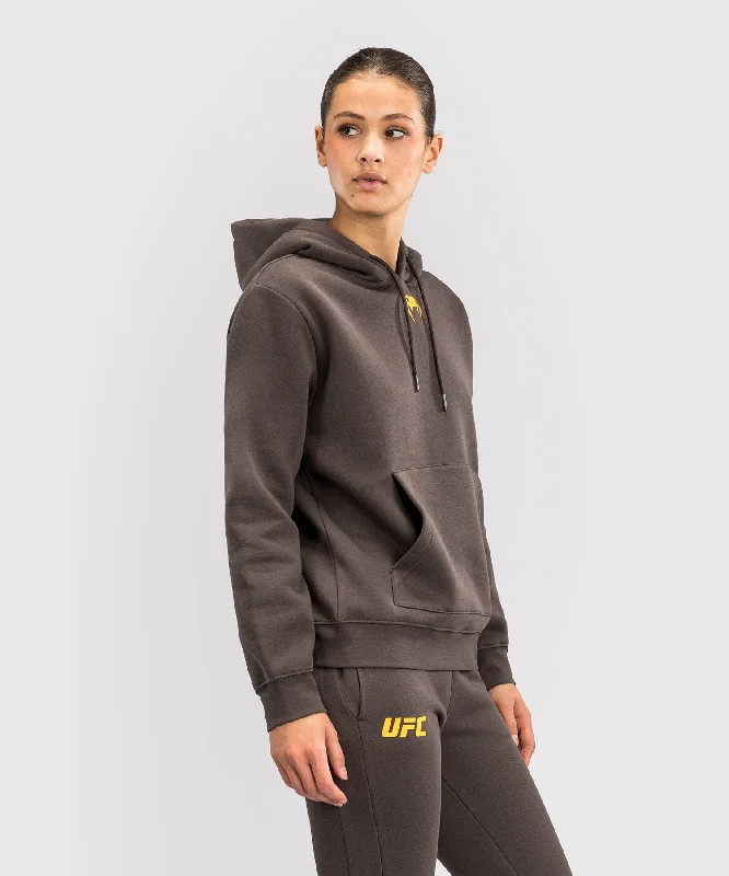 Sweatshirt à Capuche pour Femmes UFC Fusion by Venum Fight Week - Marron Terrestre Hoodie with Exposed Zipper Edgy Industrial