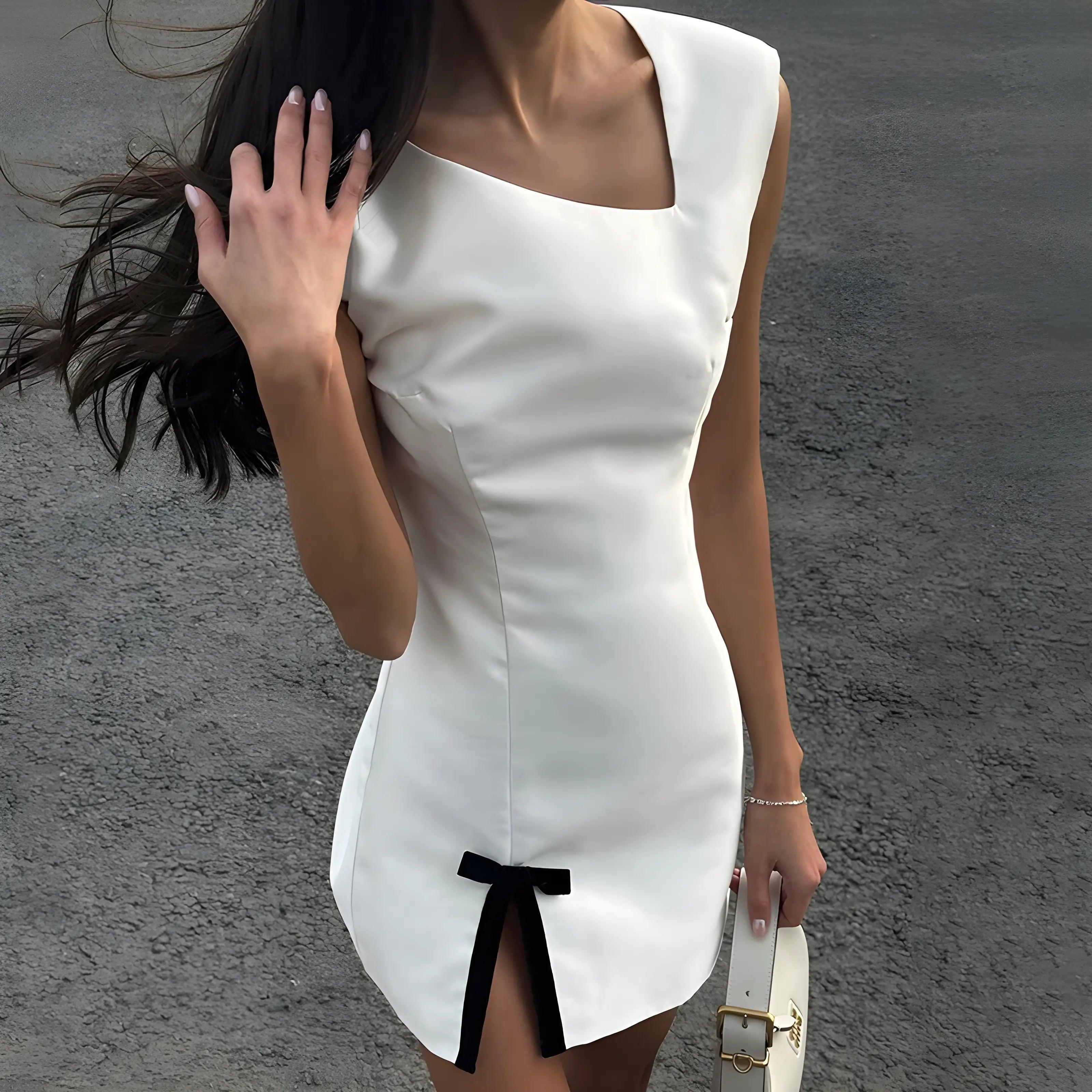 Sophie Satin Mini Dress Comfortable Off-Shoulder Mini Dress