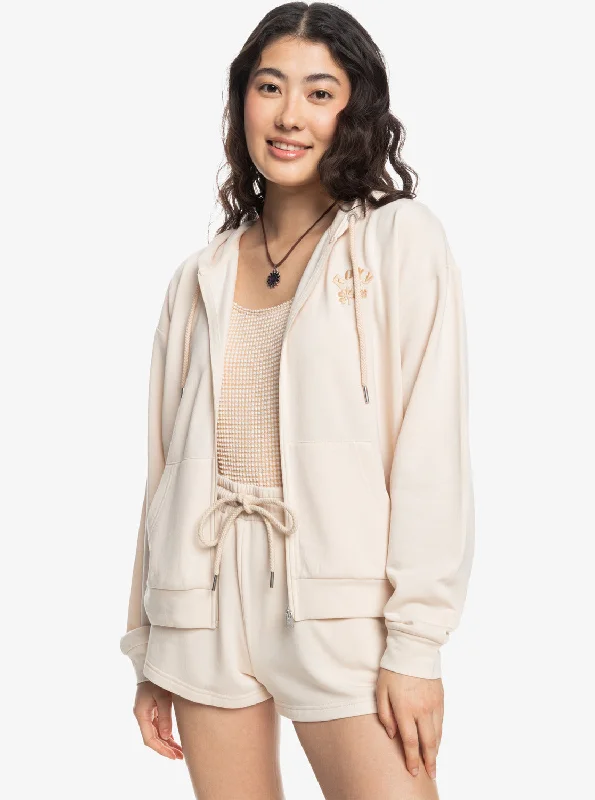 Surfing By Daylight Zip-Up Sweatshirt - Tapioca Hoodie with Slim Fit Tailored Modern