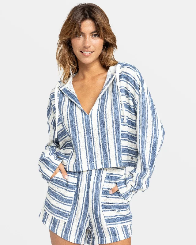 Todos Santos Oversized Hoodie - Wild Wind Sandy Stripe Hoodie with Crew Neck Simple Timeless