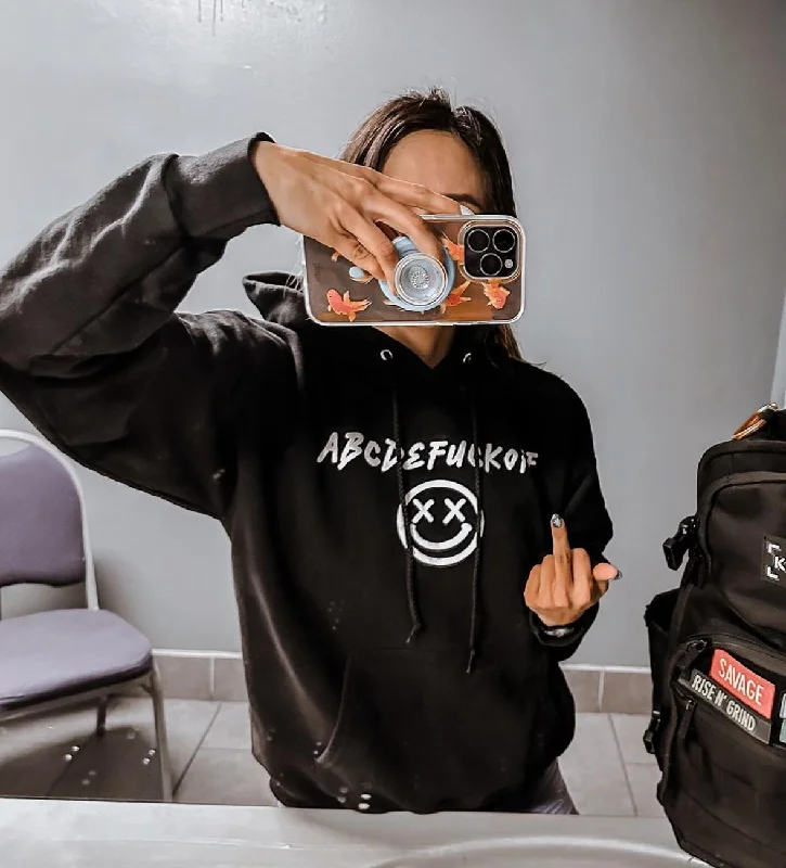 Salty Savage Unisex “ABCDEFUCKOFF” Classic Hoodie Hoodie with Belted Waist Structured Tailored