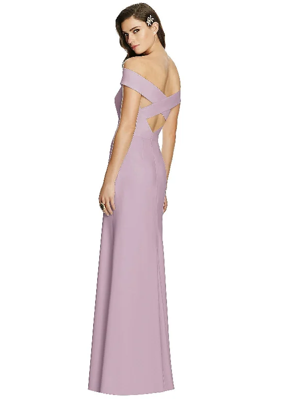 Off-the-Shoulder Straight Neck Dress with Criss Cross Back Tunics Party sparkling