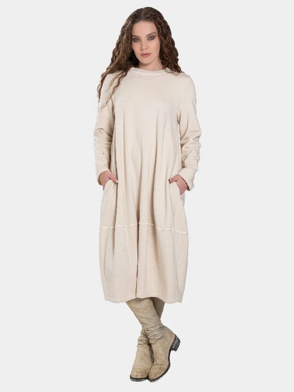 Knit Collar Midi Sweatshirt Dress Hoodie with Print Artistic Unique