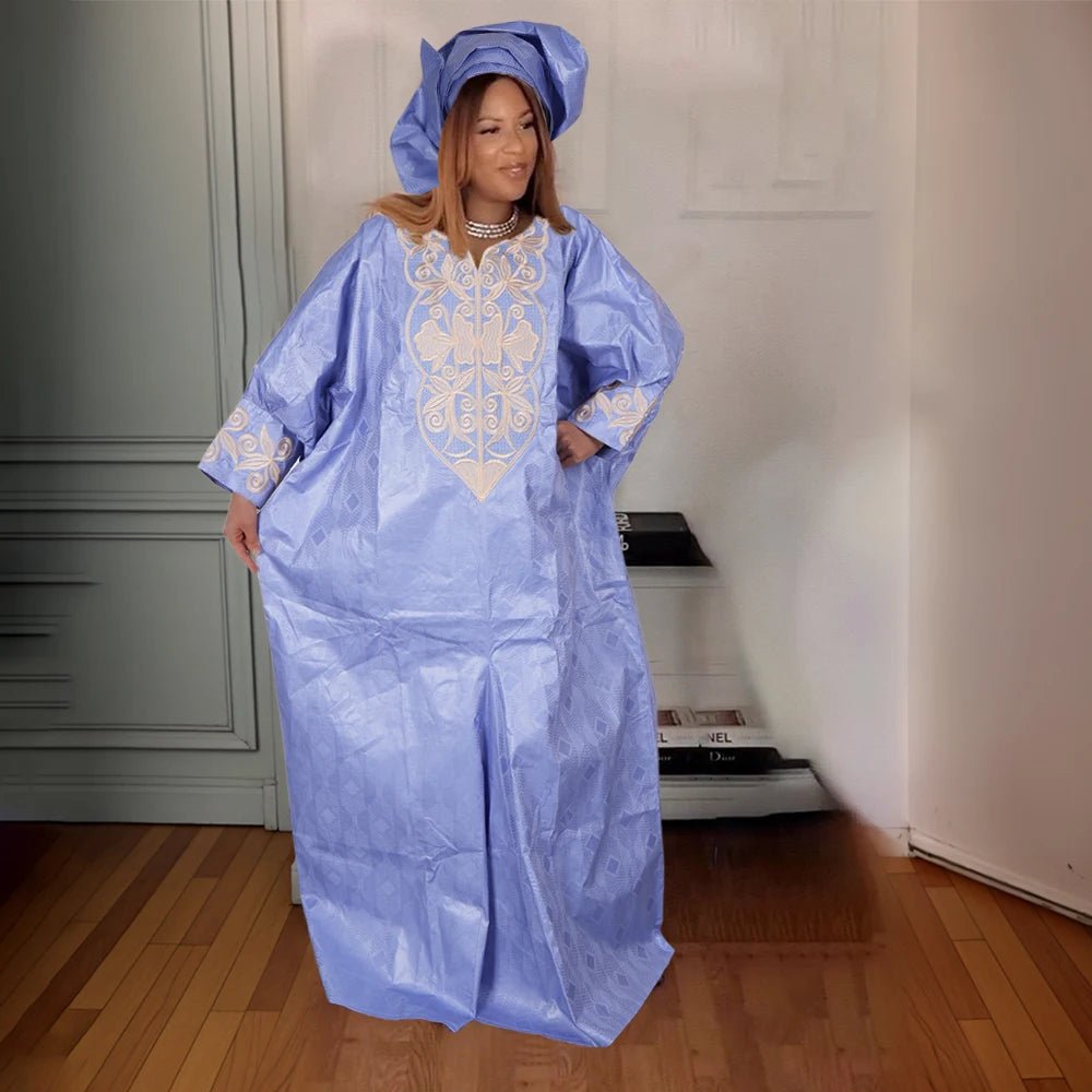 Plus Size African Dashiki Ankara Bazin Riche Wedding Party Dress with Headscarf Tunics Chic fashionable Plus Size African Dashiki Ankara Bazin Riche Wedding Party Dress with Headscarf Tunics Chic fashionable