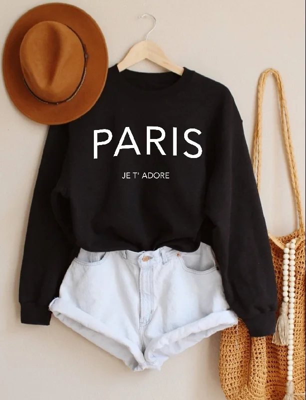 Paris sweatshirt Hoodie with Button Classic Timeless