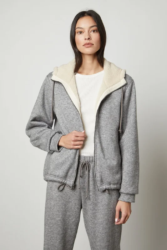 OCTAVIA DOUBLE KNIT ZIP UP HOODIE Hoodie with Batwing Sleeves Loose Dramatic